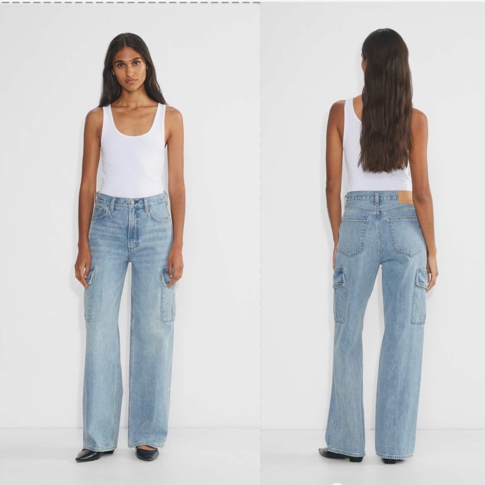 Denim Forum The Farrah Hi-Rise Wide-leg high-rise Cargo Jean Sz 29